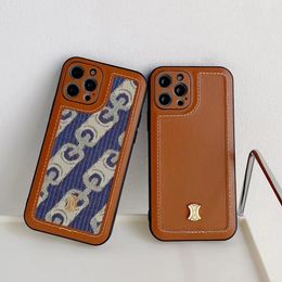 Luxe ontwerper telefoonhoesjes premium koffie kleur splitsen iPhone 15 pro max lederen zachte gel modekunst all -inclusive drop proof case paar