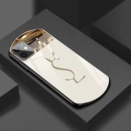 Luxe ontwerper telefoonhoesjes Tempered Glass Mirror Touch Tup voor iPhone15 14 13 12 11Pro Max 15 14Plus 13 12Mimi 11 14Pro XR XS X 7 8 PULS iPhone 6 Case Cheber Dropshipping