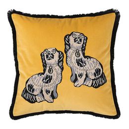 Taie d'oreiller design de luxe classique dessin animé chat motif broderie housse de coussin 45*45cm pour la décoration de la maison et le festival cadeaux de Noël 20