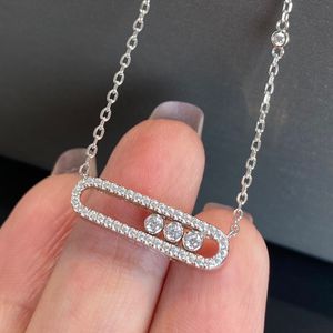 Luxe designer pin hanger ketting S925 sterling zilveren link Uno Move merkontwerper drie beweegbare diamanten holle vierkante charme korte choker voor dames sieraden