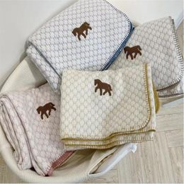 Luxe designer pony Plaid patroon dekens voor pasgeboren baby kinderen hoge kwaliteit katoenen sjaal deken maat 100-150cm warm Christ223i