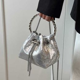 Designer de luxe sacs à main et sacs à main sacs pour femmes argent seau pochette sac à main soirée Banquet sac femme paillettes sac à bandoulière