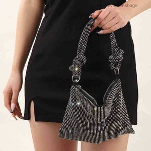 Bolsos y bolsos de diseñador de lujo Bolsos de noche para mujer Bolso de embrague de diamantes de imitación Bolsos de mano para mujer Bolso de hombro de cristal plateado Y220411 brandwomensbags