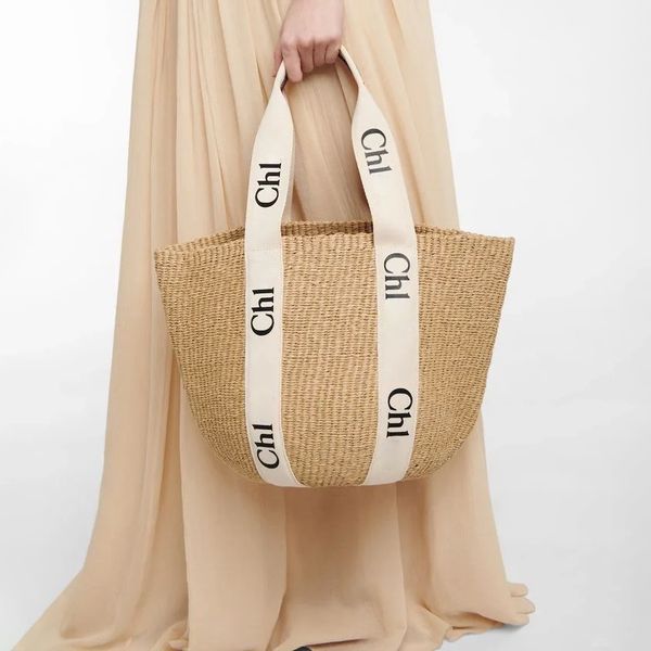 Sac à main de créateur de luxe Raffias 10a Sac de panier de paille boisé pour femme voyage de mode tissage crochet plage grand sac fourre-tout