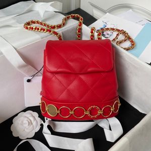 Designer de luxe réel en cuir sac à dos féminin mini sac à bandoulière en or sur le bas de veau rouge noir