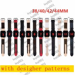 Designer echt lederen band voor Apple Watch Band iwatch 2 3 4 5 6 7 bands 41mm 45mm 38MM 40MM 42MM 44MM Trendy vervangende horlogebanden Armband Fashion L Stripes i01