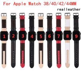 Bracelet en cuir véritable de créateur de luxe pour Apple Watch Band 38MM 40MM 42MM 44MM bandes iwatch Bracelets de remplacement à la mode Bracelet Fashion Stri