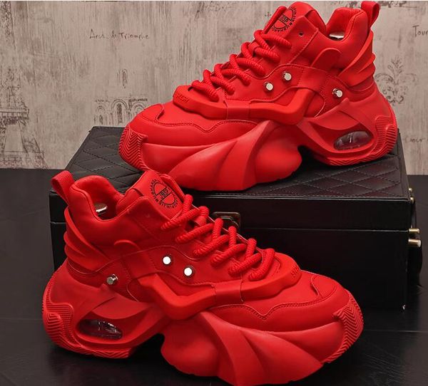 Designer de luxe Red Sports Chaussures Platform Shoes Fashion Men de fête Party Travel Business Chaussures décontractées Absorption de transpiration à lacets Absorption respirante Flats de confort Sneakers