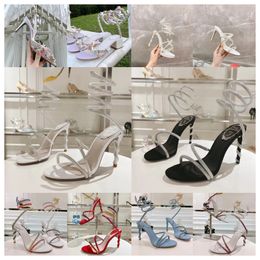 Designer de luxe René Caovilla High Heel Sandals Butterfly Fleur décorative 9,5 cm Chaussures habillé