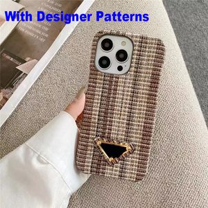 Luxe ontwerper retro patroon schokbestendig telefoonhoesje voor iPhone 13 Pro Max 14plus 12 promax 11 lederen driehoeksontwerper Soft TPU bumper mobiele telefoonomslag mannen vrouwen