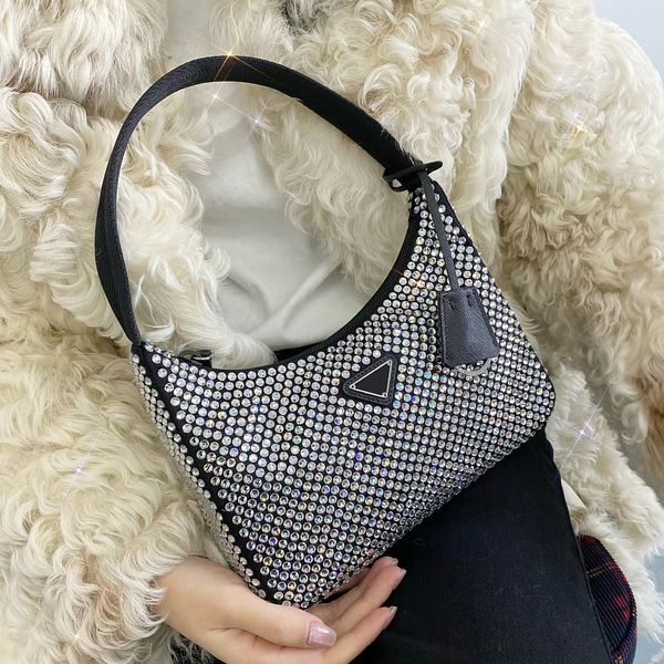 10A Diseñador Brillante Rhinestone Crystal Diamond Bolsa de hombro para mujer Luxurys Bolso Tote Axila Bolsa Negra Pochette Monedero Hombre Crossbody Axila Bolsas de embrague