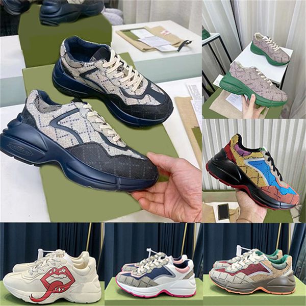 Designer Sneakers Rhyton Casual Chaussures Hommes Femmes Baskets Vintage Daddy Sneaker Chaussures Multicolor Platform Shoe
