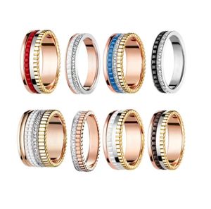 Luxe designer ringpaar v gouden ring keramische ringen voor dames heren high edition diamanten ring 5-10 maat designer sieraden tandwielringen overlappende slijtage