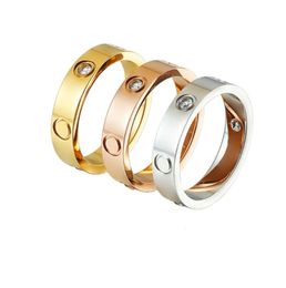 luxe designer ring verguld vrouwen mannen zware emotie liefde ring bruiloft sieraden titanium staal op maat eenvoudig paar verlovingsmode zilveren diamanten ringen