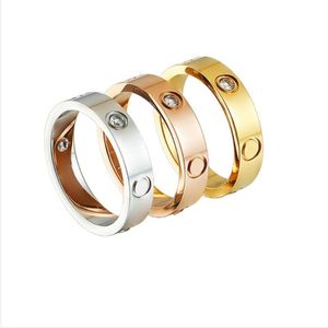 luxe designer ring verguld dames heren liefdesring bruiloft sieraden titanium staal op maat eenvoudig paar verlovingsmode zilver diam mmnr