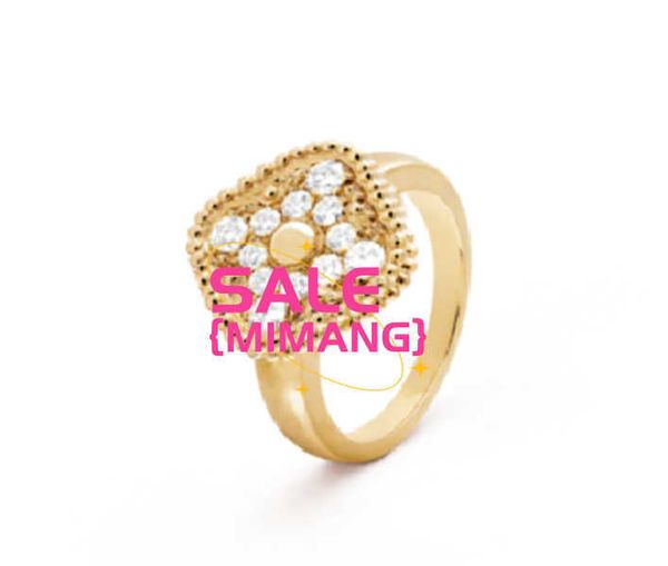 Designer de luxe Ring Ring Leaf Grass Charm Elegant Fashion V Titanium Women's Men's Gift 18K 18K Gold MWHS MMWK
