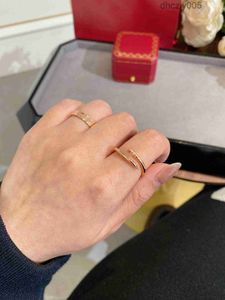Luxe designer ring dunne nagelring topkwaliteit diamant voor vrouw man galvaniseren 18k klassiek premium rosé goud met doos 8TS5 W05F