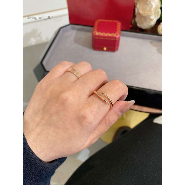 Luxury diseñador anillo de uñas finas diamantes de calidad superior para mujer electroplation 18k clásico joya de moda de oro rosa clásica Joya JDP4