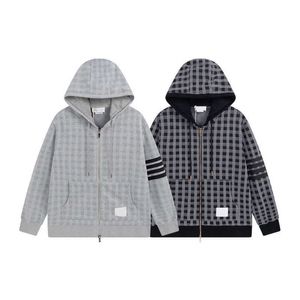 Ensemble de vêtements de sport à manches courtes pour hommes et femmes de créateurs de luxe Chemise à la mode Printemps Nouveau Zip Hooded Plaid Casual Loose Unisex Jacket