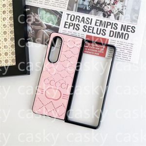 Luxe Designer Samsung Telefoonhoesje Galaxy Zfold 2 3 4 Vouwscherm Lederen Volledige Letters Cases Z Flip Paar Hoge Schoonheid Mobiele Telefoon Cover