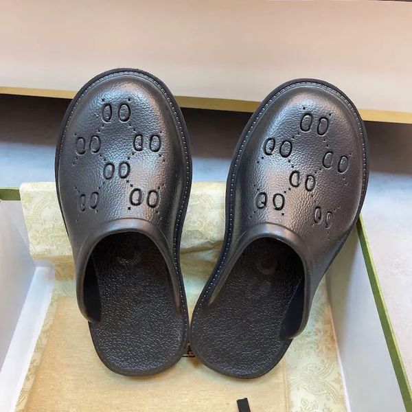 10A Qualité Femmes Mule Slide Luxury Designer Piscine Slipper Mocassins Creux G Plate-forme Sandales Diapositives plates Chaussures décontractées Hommes Summer Beach Sandale en caoutchouc noir Taille 35-42