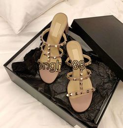 Luxe Designer Sandalen Hoge Hakken Mode Meisjes Naakt Geklonken Jurk Schoenen Zomer Vrouwen Lederen Platform Hakken Klassieke 6cm Hoge Jurk Schoenen