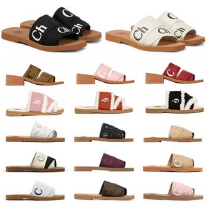 Luxe Designer Sandalen Dames Slippers Woody Platte Muilezels Platform Geborduurd Linnen Hakken Sandaal Espadrille Chleos Wedge Slider Famous Pool Slides Schoenen