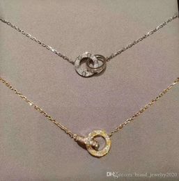 Designer de luxe vis pendentif collier femmes en acier inoxydable bijoux Double anneau diamant octogonal amour Couple cadeau