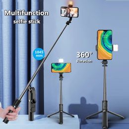 Diseñador de lujo Selfie Monopods Q02S Inalámbrico bluetooth selfie stick mini trípode plegable con control remoto de obturador de luz de relleno para IOS Android