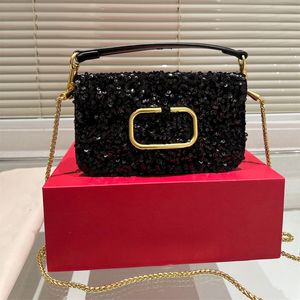 Designer de luxe sequin épaule bandoulière petit sac carré grand V beauté femme chaîne polyvalente banquet brillant sac à main hommes sacs de messager