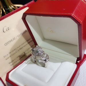 Designer de luxe ensemble diamant léopard bague 6-10 taille personnalisée forme d'ongle mode polyvalent unisexe tempérament anneau haut de gamme luxe mode
