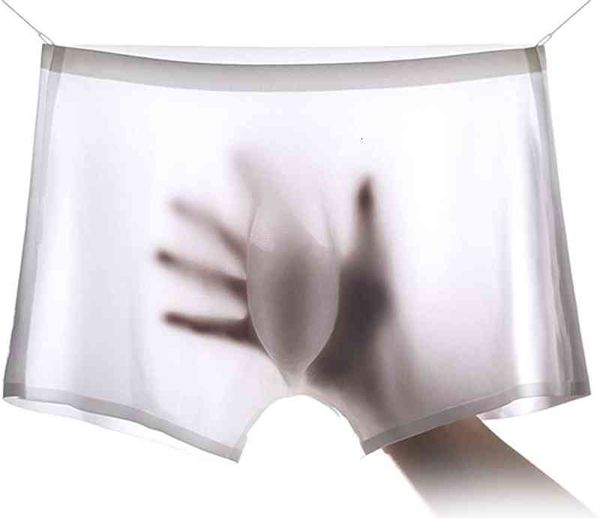 Diseñador de lujo Calzoncillos sexy para hombre Calzoncillos finos de seda de hielo para hombre Pantalones cortos sin costuras Etiqueta de ropa interior transparente y fresca para hombres gratis