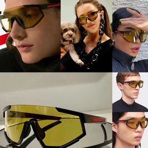 Luxe designer schild zonnebril witte vizier rode streep heren SPS 04W fietsen brillen Mannen mode gepolariseerde zonnebril voor vrouwen buiten sport glazen