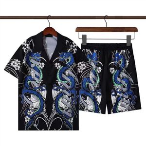 Cortique de concepteur de luxe Mode Mendor Géométrique Printing Bowling Shirt Hawaiian Flower Two Piece Casual Shirt Men's Slim Fit Short Sleeve