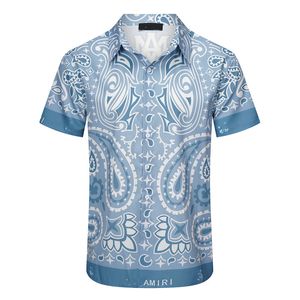 Chemise de créatrice de luxe pour hommes Mode Géométrique Imprimé Bowling Shirt Hawaiian Plaid Casual Men Men Slim Fit
