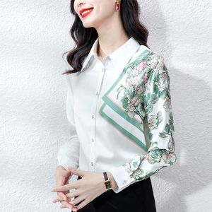 Luxe Designer Shirt Dames Lange Mouw Grafische Blouses Herfst Winter Mode Runway Casual Veelzijdig Shirt Grote maten 2023 Kantoor Dames Revers Button-up Shirts Tops