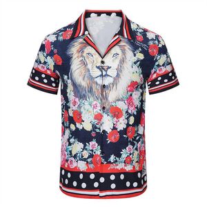 Chemises de créateurs de luxe pour hommes, chemise de bowling à imprimé géométrique, chemises décontractées à fleurs hawaïennes, coupe cintrée à manches courtes, Dres250k