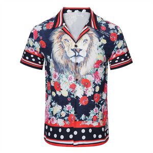 LUXURY Camisas de diseñador Moda para hombres Camisa de bolos con estampado geométrico Hawaii Floral Camisas casuales Hombres Slim Fit Vestido de manga corta Tamaño asiático M-3XL