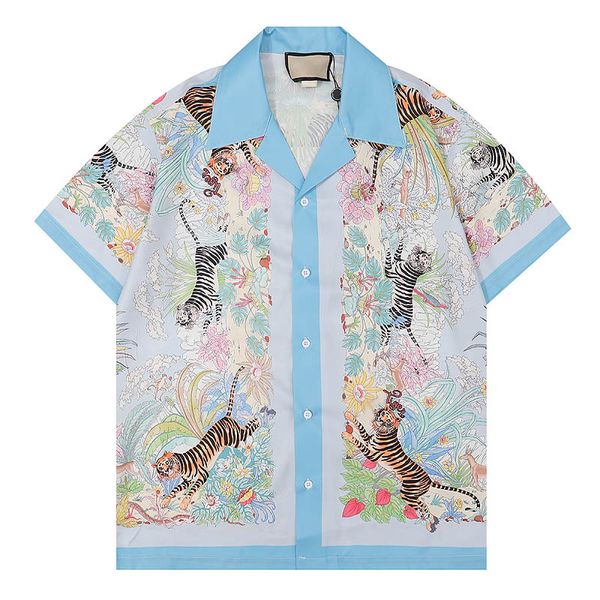 Designer de luxe chemises hommes mode tigre impression chemise de bowling Hawaii Floral chemises décontractées hommes mince à manches courtes variété M-3XL