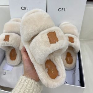 Luxe Designer schoen Dames teddy fuzzy Flop Flip tazz Slippers man bloei Rubber Sandalen slide bear pluizige loafers Winter pluche Slipper Platte harige Sandaal indoor schoenen