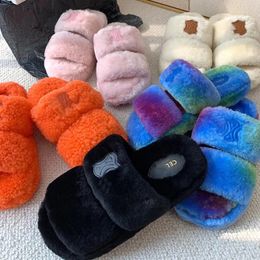 Invierno felpa zapatilla oso de peluche fuzzy flop flip tacón plano mujer diapositiva peluda diseñador zapato lujo tazz zapatilla goma sandalia mullida interior hogar zapatos casuales