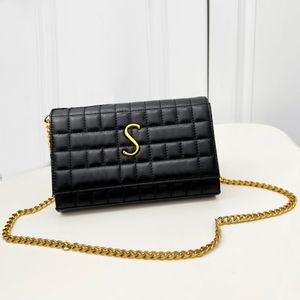 Sac à bandoulière de luxe pour femmes, chaîne tendance, marque de luxe coréenne, mini petit sac carré, mode treillis rabat noir, portefeuille