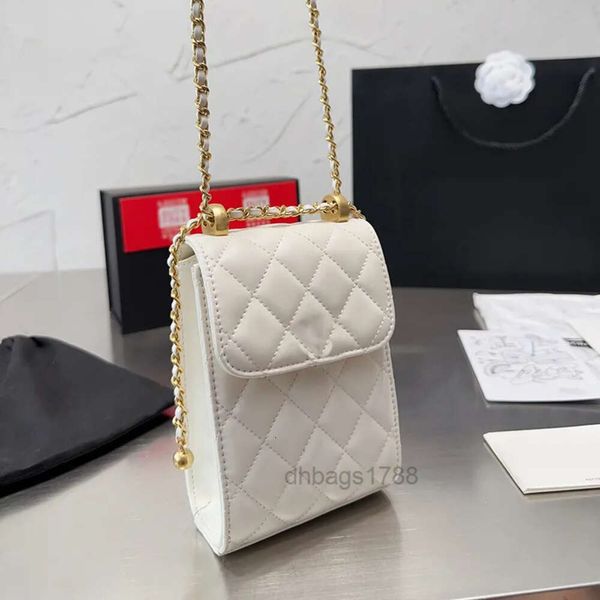 Bolsa de channell de hombro de diseñador de lujo con cordero clásico con cordón de diamantes y bolso de bolas doradas bolsas de teléfono con láser