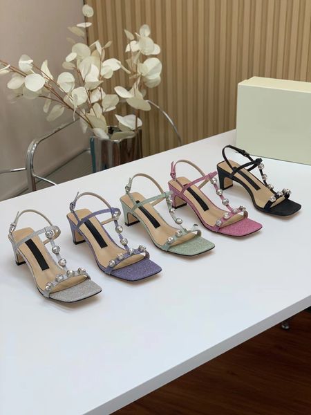 Sandales en strass de designer de luxe SI avec embellissements de chaussures en cristal et de banquet, talons hauts en cuir véritable personnalisés, chaussures d'usine de haute qualité