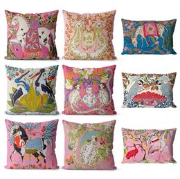 Luxe designer bewegwijzering afdrukken Classic Animal Pattern Pillow Bus Cushion Cover for Home Decorative Office Puslowcase Nieuw thuis en verplaatsing Place Gifts