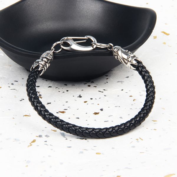 Bracelets à chaîne en argent pour hommes, montre en cuir véritable de qualité supérieure, ensembles de bracelets en acier inoxydable, bijoux cadeau pour hommes, offre spéciale