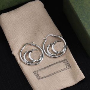 Luxe designer zilveren dubbele g letter Hoop oorbellen damesmode minimalistische bruiloft cadeau sieraden