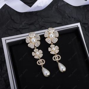 Diseñador de lujo Plata Llena de diamantes Cuelga los pendientes de araña 925 Aguja de plata Pendientes colgantes de resina blanca Aniversario de bodas de las mujeres regalo de cumpleaños joyería