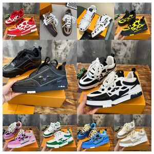 Luxe designer skate sneaker schoenen heren dames trainer Virgil kalfsleer hoogwaardige letter overlays lederen platform lage sport casual schoen