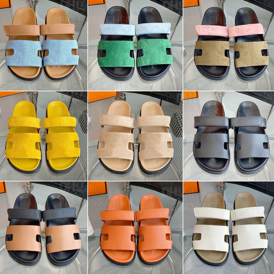 Luxury Designer Slides Mens Womens Sandals Mules Slippers Flat Classic Buckle Beach Summer Outdoor Leather Flip-flops One Foot Stirrup Lazy Casual Shoes Large 35-46